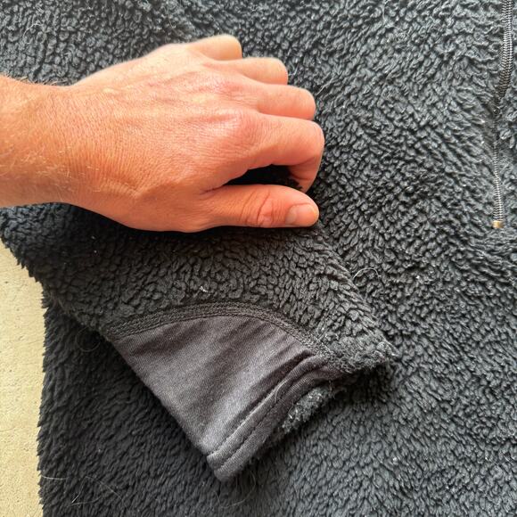 Men's Vintage Patagonia Black Body Rug Pullover Deep Pile Fleece Jacket Sz Small - Picture 5 of 9